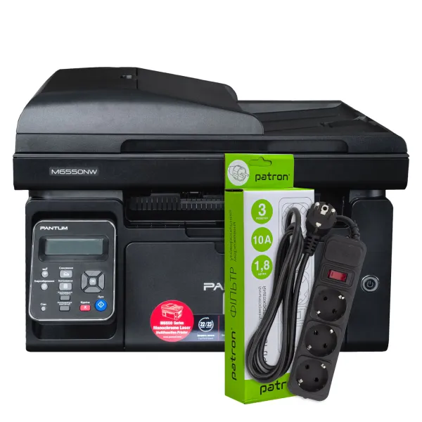 МФУ M6550NW A4 Pantum (M6550NW) + Фильтр сетевой 3 розетки Patron (SP-1033)