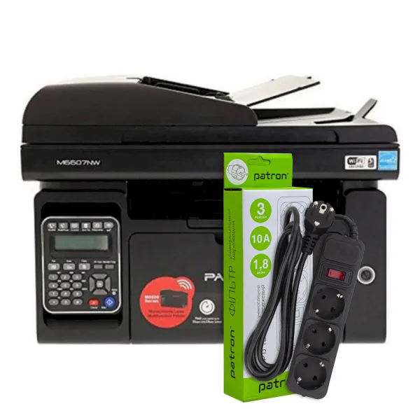 БФП M6607NW A4, Wi-Fi Pantum (M6607NW) + Фільтр мережевий 3 розетки Patron (SP-1033)