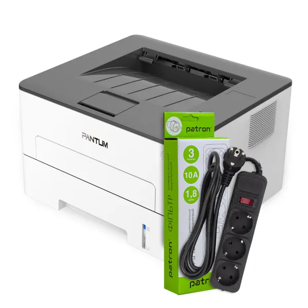 Принтер лазерний P3010D А4 Pantum (P3010D) + Фільтр мережевий 3 розетки Patron (SP-1033)