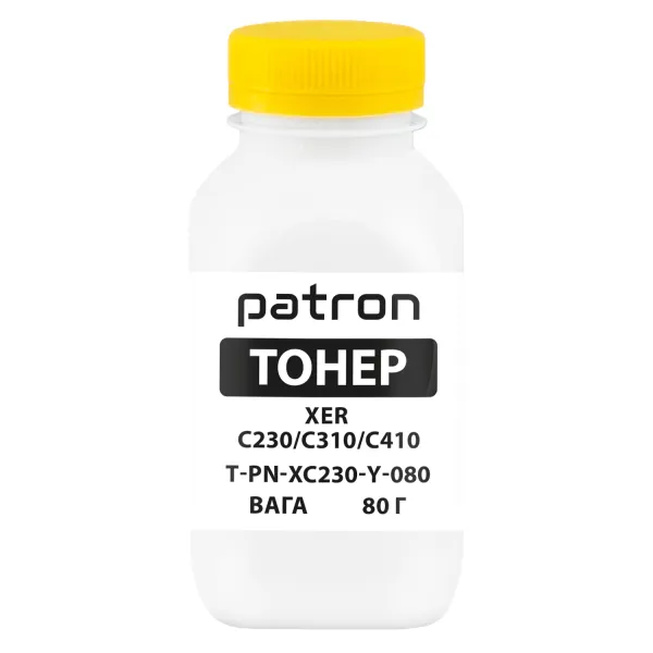 Тонер XER C230/C310/C410 флакон, 80 г, желтый Patron (PN-XC230-Y-080)